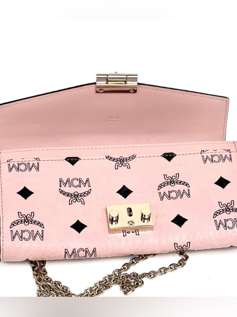 MCM Pink Logo Crossbody Bag with Gold Hardware authentic 100% - Picture 12 of 12